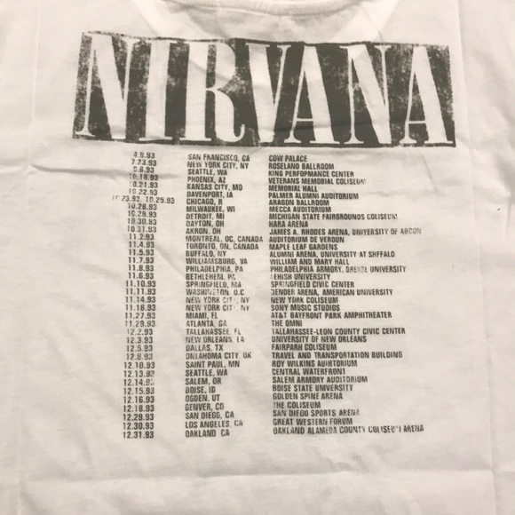 SOLD OUT White Nirvana Angel Tour Concert Vintage Shirt - Picture 5 of 5